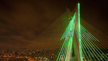 bridge with lights at night